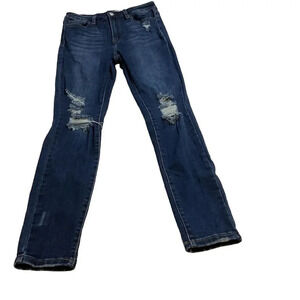 Vervet Women's Distressed Skinny Jeans Size 29 High-Rise Dark Wash Blue​